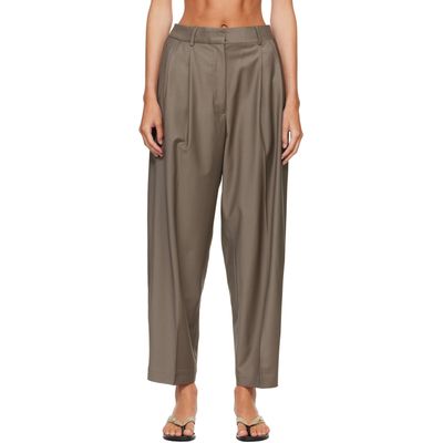 Cordera Cordera Beige Virgin Wool Masculine Barrel Trousers
