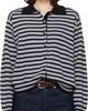 Cordera Cordera Black & White Merino Wool Striped Polo Cardigan - 1