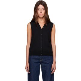 Cordera Cordera Black Merino Wool Button Waistcoat Cardigan