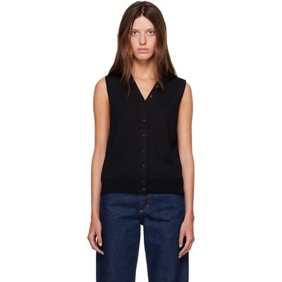 Cordera Cordera Black Merino Wool Button Waistcoat Cardigan