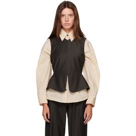 Cordera Cordera Brown Tailored Peplum Top
