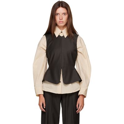 Cordera Cordera Brown Tailored Peplum Top
