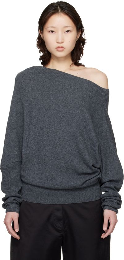 Cordera Cordera Gray Merino Wool Off-Shoulder Sweater