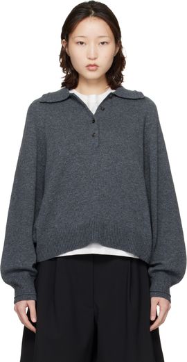 Cordera Cordera Gray Merino Wool Polo