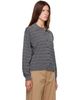 Cordera Cordera Gray Organic Cotton Striped Polo Cardigan - 2