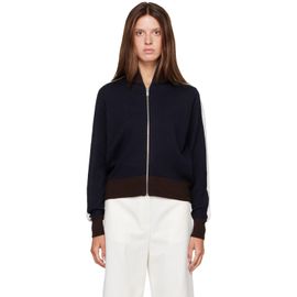 Cordera Cordera Navy & Brown Extrafine Merino Wool Sporty Cardigan