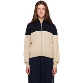 Cordera Cordera Off-White & Navy Extrafine Merino Wool Sporty Cardigan