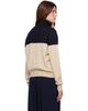 Cordera Cordera Off-White & Navy Extrafine Merino Wool Sporty Cardigan - 3