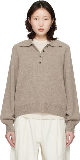 Cordera Cordera Taupe Merino Wool Polo