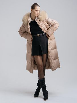 cordinary Belted Pleated Wool Blend Skirt [Black]