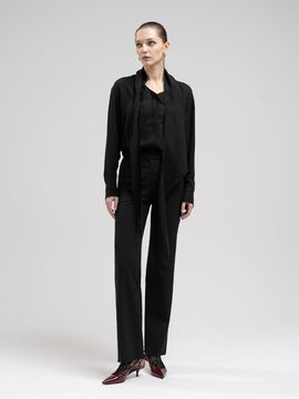 cordinary Comfy Straight Mid-Waist Trousers [Black]