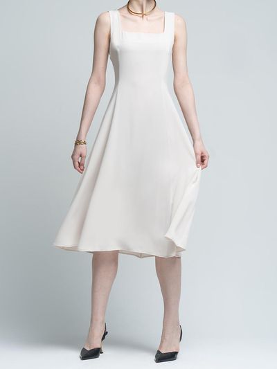 cordinary Square Neck Sleeveless Flare Dress [Light Beige]