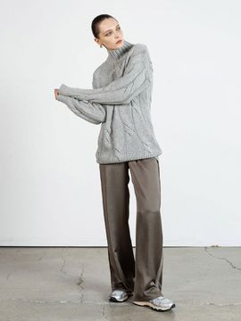 cordinary Twill Satin Side Tape Banding Pants [Khaki]