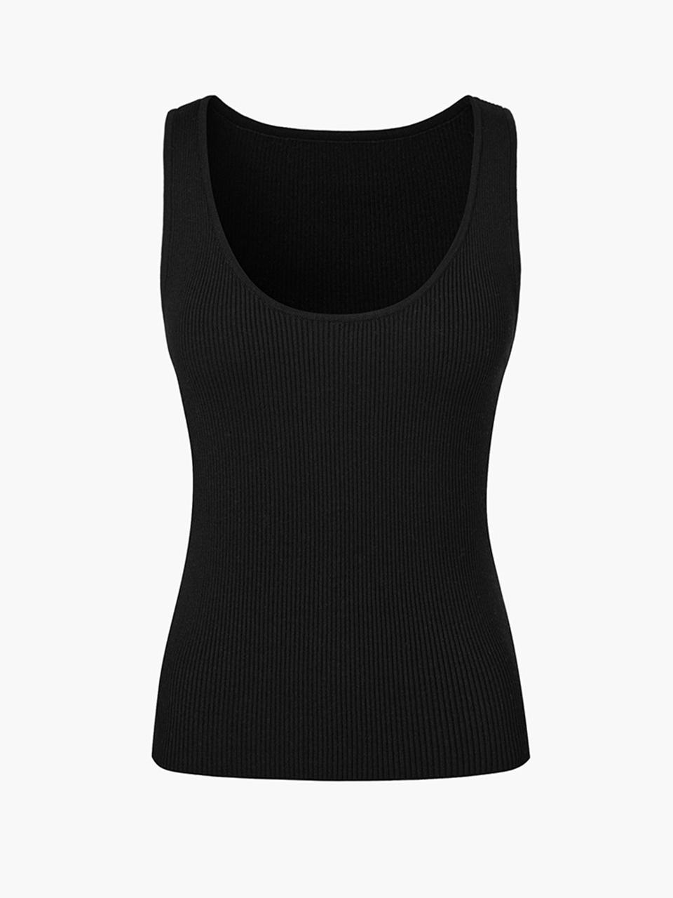 cordinary U-neck Sleeveless Ribbed Knitwear [Black]