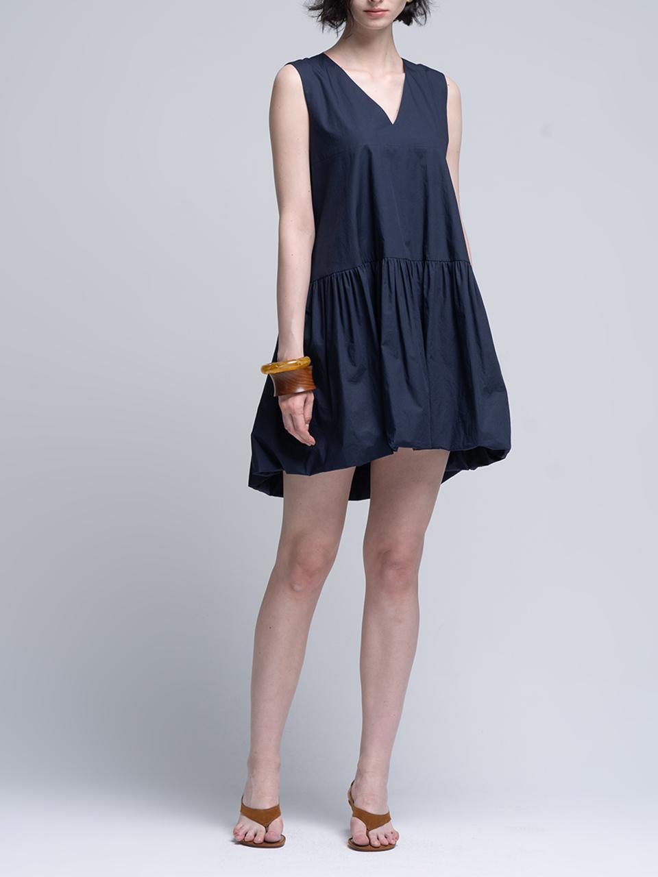 cordinary V-neck Sleeveless Volume Dress [Navy]