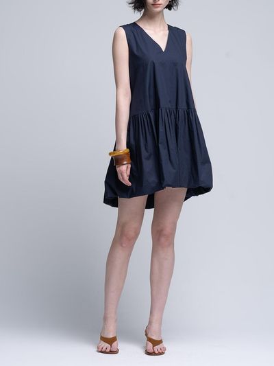 cordinary V-neck Sleeveless Volume Dress [Navy]