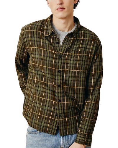 Corridor Corridor Crinkle Plaid Cotton Blend Shirt