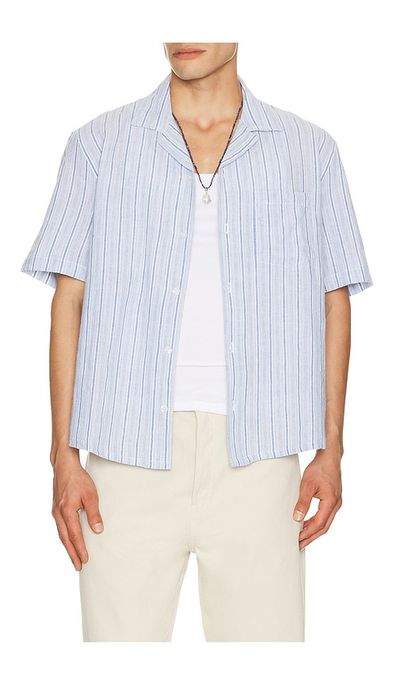 Corridor Corridor Linen Broadstripe Short Sleeve Shirt