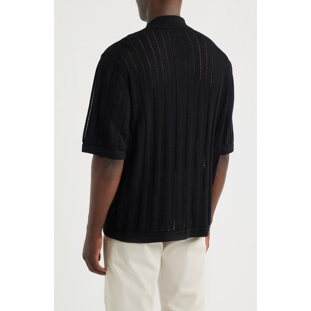 Corridor Corridor Pointelle Stripe Short Sleeve Organic Cotton Sweater