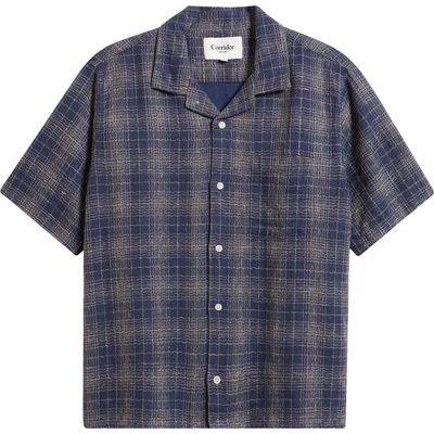Corridor Corridor Wavy Plaid Short Sleeve Cotton & Linen Camp Shirt