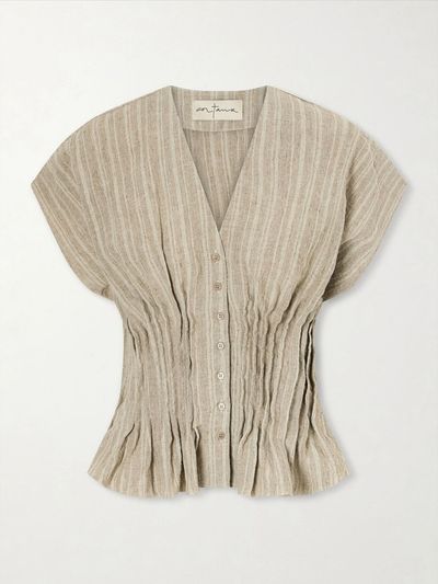 CORTANA Camila gathered linen top