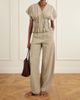 CORTANA Camila pleated striped linen wide-leg pants - 2