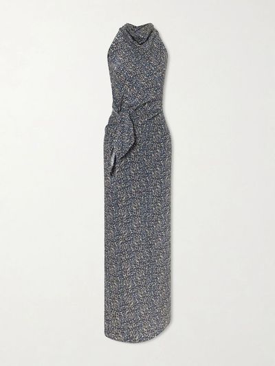 CORTANA Corallo printed silk-satin midi dress