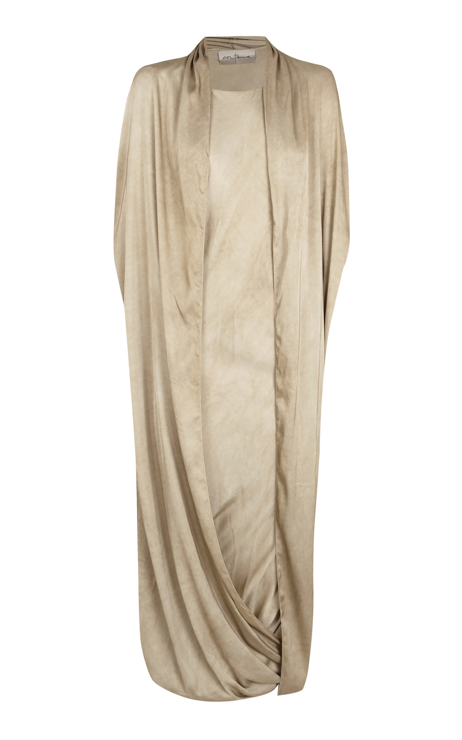 Cortana Cortana Mars Satin Maxi Cape Dress