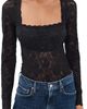 Cosabella Cosabella Long Sleeve Lace Teddy Thong Bodysuit Black - 1