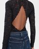 Cosabella Cosabella Long Sleeve Lace Teddy Thong Bodysuit Black - 3