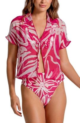 Cosita Linda Cosita Linda Relaxed Fit Semisheer Crop Cover-Up Shirt