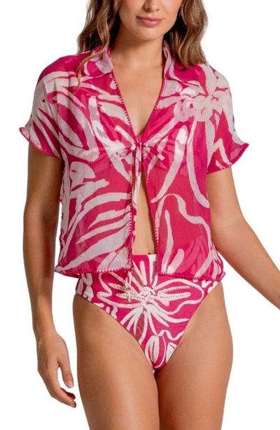 Cosita Linda Cosita Linda Relaxed Fit Semisheer Crop Cover-Up Shirt