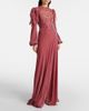 Costarellos Costarellos Ashley lace-trimmed velvet gown - 2