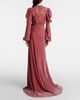 Costarellos Costarellos Ashley lace-trimmed velvet gown - 3