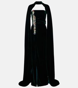 Costarellos Costarellos Brisha caped embellished velvet gown