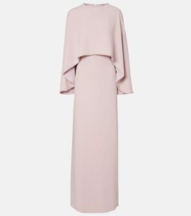 Costarellos Costarellos Crystal-embellished caped gown
