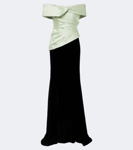 Costarellos Costarellos Devina pleated off-shoulder corset gown