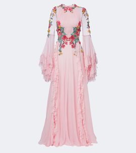 Costarellos Costarellos Embellished floral-appliquÃ© silk gown