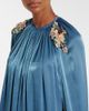 Costarellos Costarellos Embellished pleated caped bustier gown - 3