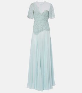 Costarellos Costarellos Embellished silk-blend georgette gown
