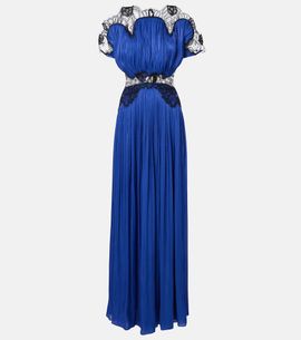 Costarellos Costarellos Lace-trimmed Lurex georgette gown