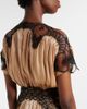 Costarellos Costarellos Lace-trimmed velvet gown - 5