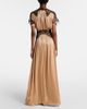Costarellos Costarellos Lace-trimmed velvet gown - 6