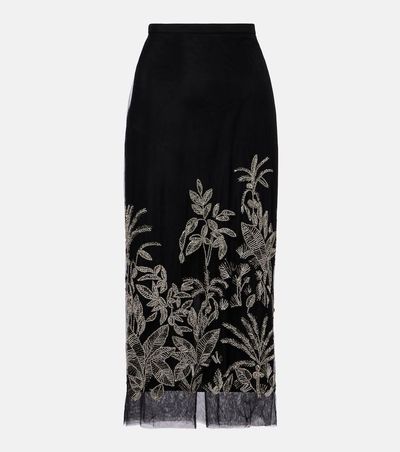 Costarellos Costarellos Leyla beaded tulle midi skirt