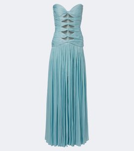 Costarellos Costarellos Ruched Lurex georgette gown