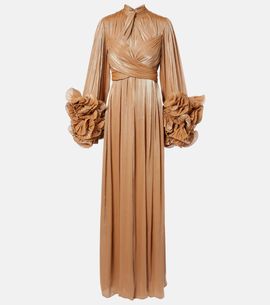 Costarellos Costarellos Ruffled Lurex georgette gown