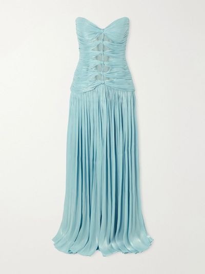 COSTARELLOS Minari strapless Lurex-georgette gown