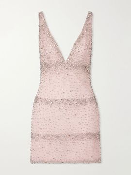 COSTARELLOS Palla crystal-embellished crepe mini dress