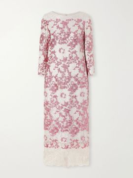 COSTARELLOS Santina sequin-embellished lace gown