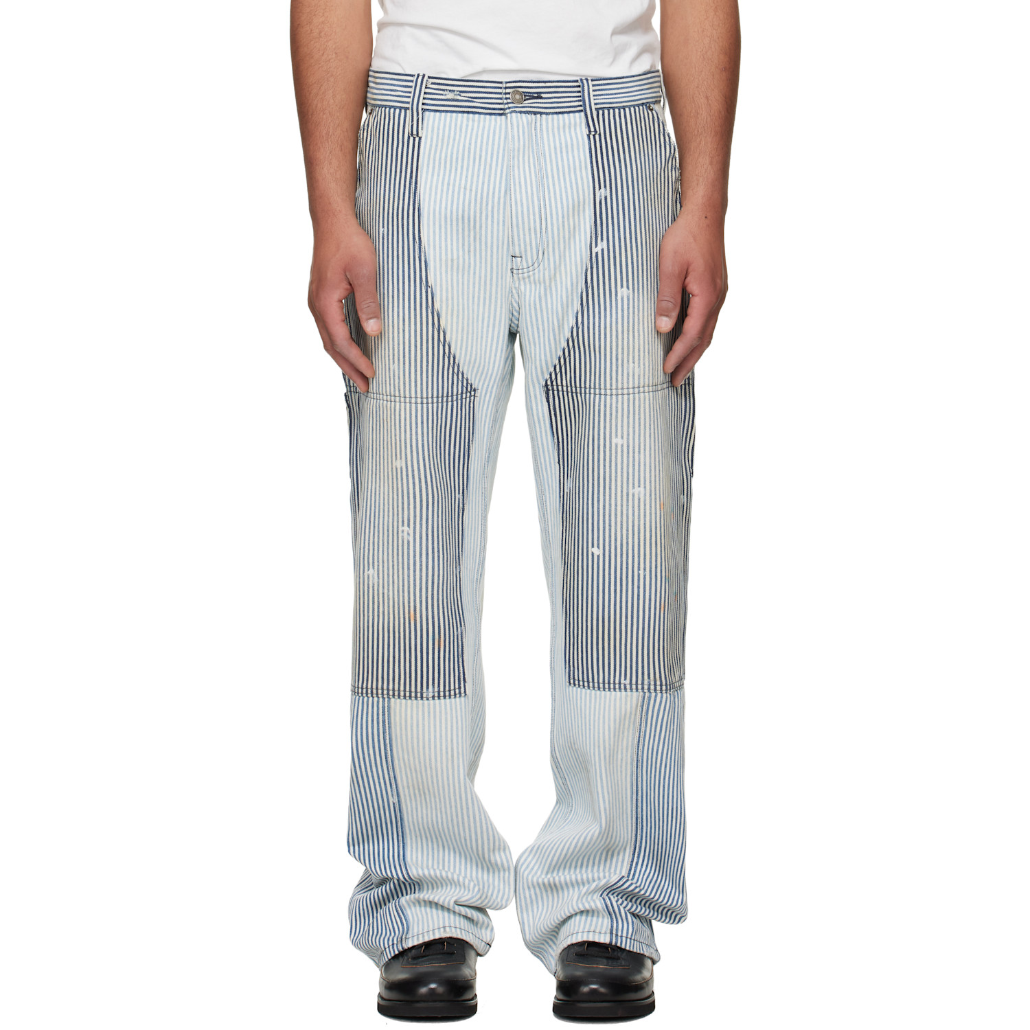 COÛT DE LA LIBERTÉ - Blue & White Max Hickory Stripe Union Work Jeans